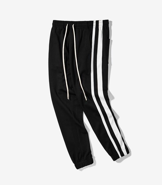 

inf stripe long sport pants hip hop casual men's & couple pants europe and america simple contrast color loose comfortable pants, Black