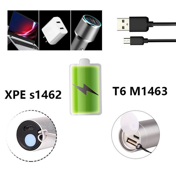 

usb аккумуляторный светодиодный фонарик с светодиодом t6, построенный в 1200 мач литиевая батарея водонепроницаемая лагерем освещает масштаб