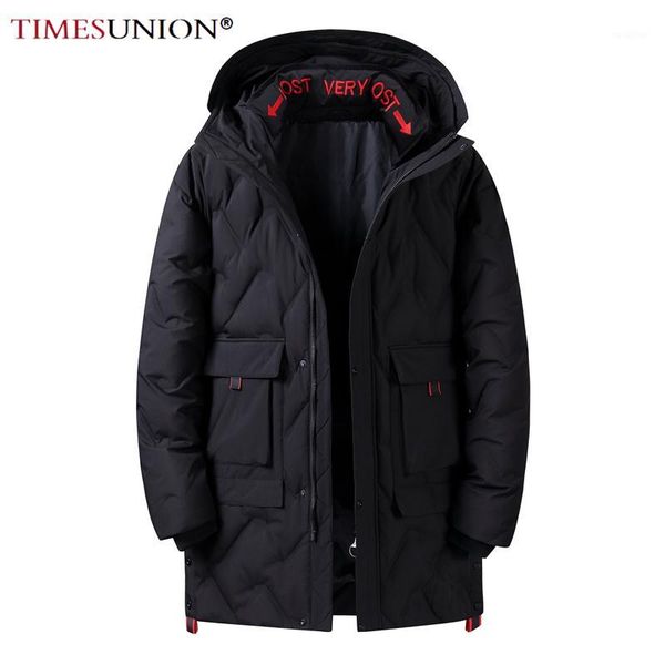 

30 degrees warm fashion thick mid-length style men winter jacket 90% white duck down jacket men black slim parkas1
