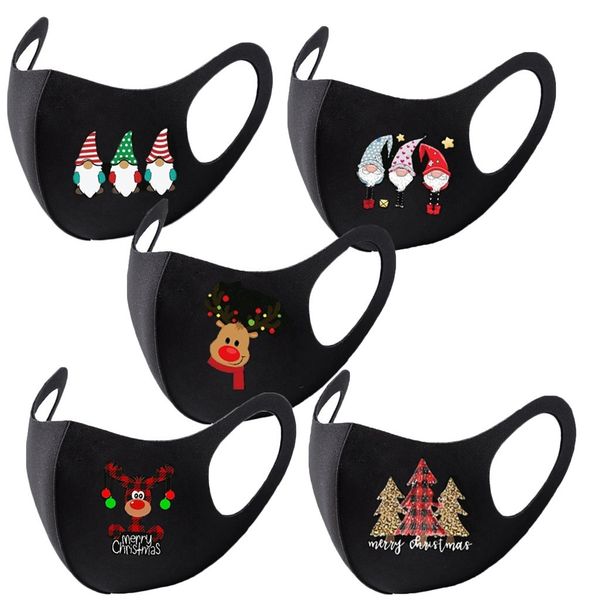 

mask 5pcs reusable black christmas creative funny printed face shield dustproof windproof mascarillas pm2.5 mouth muffle