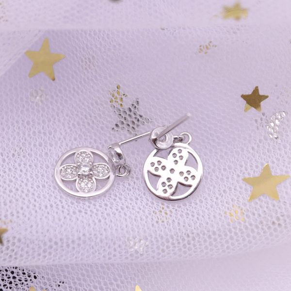 

hengsheng s925 silver cross-border one product dropshipping clover circle fashion korean style simple zircon ear studs womens earrings