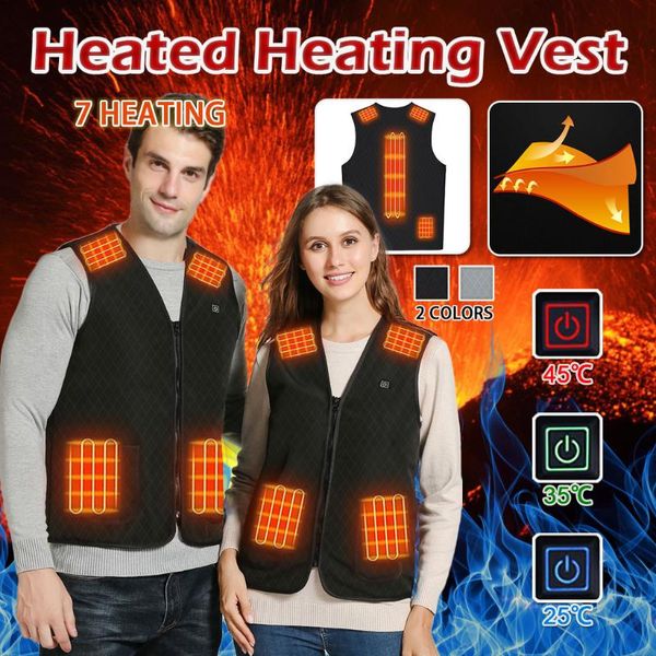 

outdoor t-shirts heat vest men women washable heating waistcoat thermal warm clothing 7 zones usb heated jacket #t3g, Gray;blue