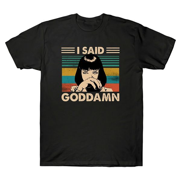 

mia wallace smoking pulp fiction i said god damn movie vintage men's t shirt tee sport hooded sweatshirt hoodie