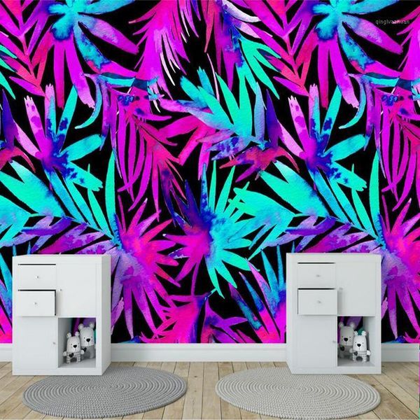 

3d custom p wallpapers modern simple murals colorful tropical plant leaves walls papers for living room painting home decor1