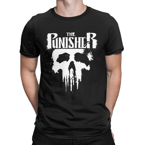 

sport the punisher spray paint t shirt men's pure cotton vintage t-shirts crew neck skull tee shirt short sleeve clothes adult