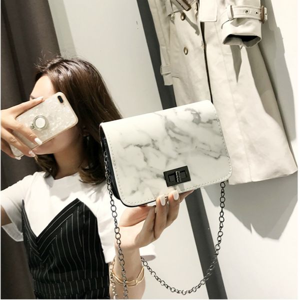 

women's 2020 marble pattern shoulder lock wild jossenger small square black white diagonal cross designer bag