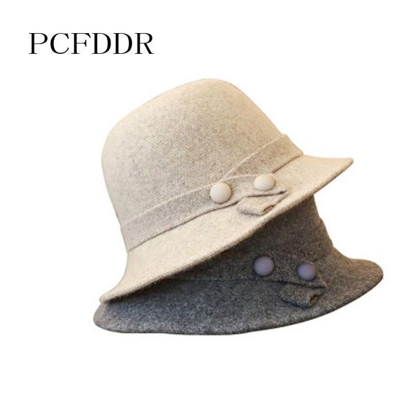 

pcfddr new woollen basin hat women's autumn and winter fashion casual fisherman's hat tourism retro felt tide sun hat., Blue;gray