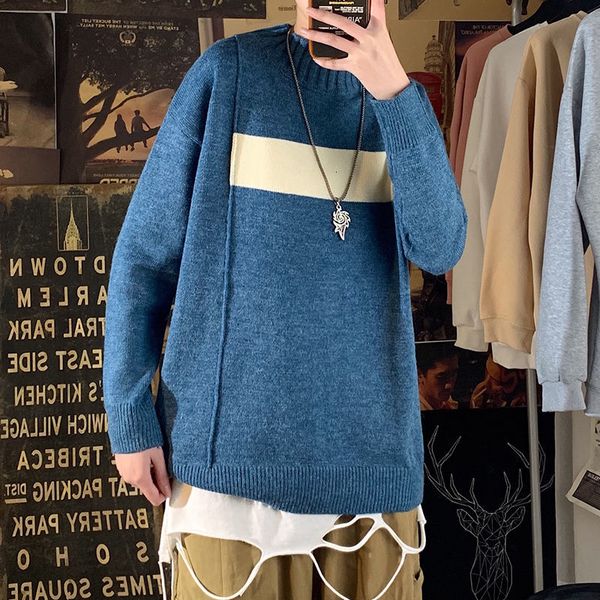 

2021 male shirt autumn thin new winter knitted tightly knit nightgown individuality young men's clothes q8z4, Black