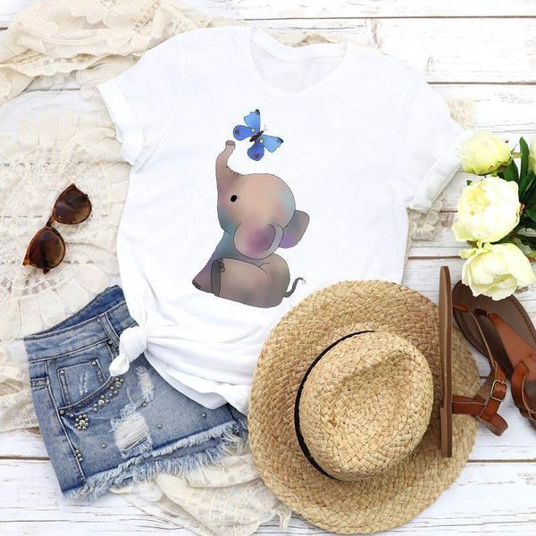 

women graphic cartoon butterfly animal korean fashion short sleeve print shirt tees clothing female t shirt womens t-shirt, White