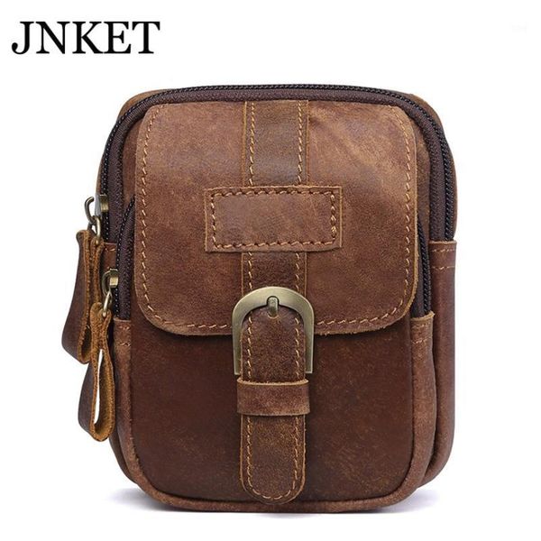 

waist bags jnket retro men cow leather bag multifunction belt phone leisure fanny pack1