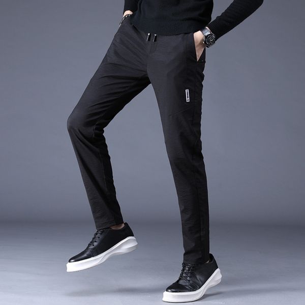 

ysll7 elastic silk men's casual pantssummer sports ultra thin sports version men's korean pants slim trend versatile ice loose cas, Blue