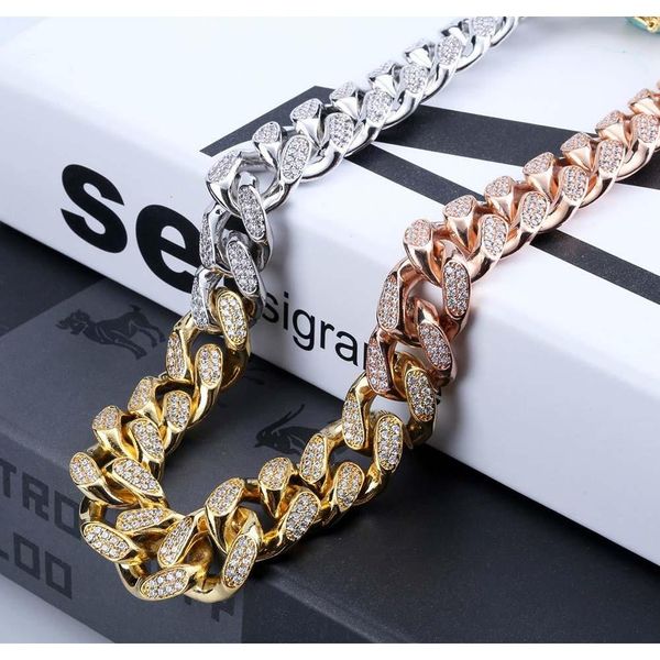 

12mm iced out zircon miami cuban link necklace choker silver rose gold color cha jlleqh yy_dhhome