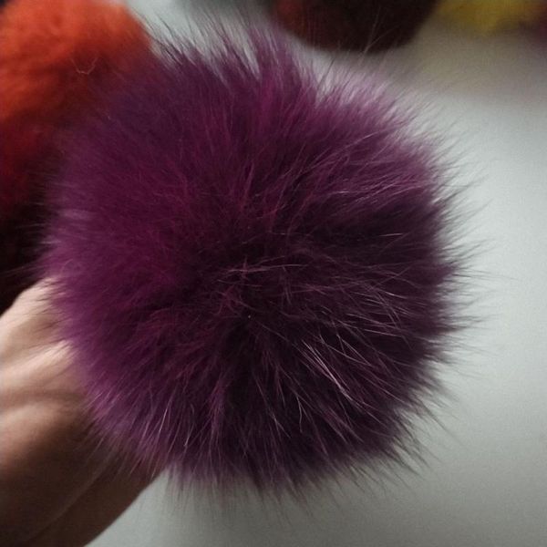 

beanie/skull caps 9cm nature genuine fur ball pom fluffy diy winter hat skullies beanies knitted cap pompoms twf002-purple, Blue;gray