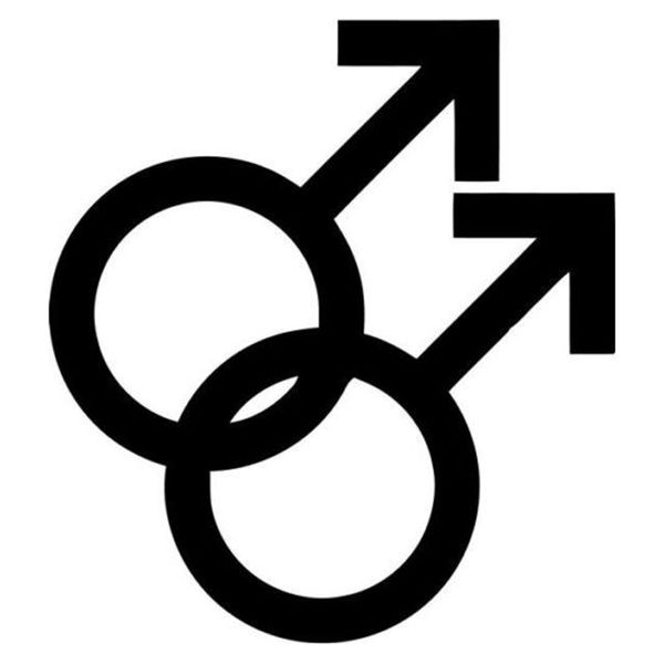 

12.8cm*14.2cm gay pride male symbolic cartoon car sticker decoration black/silver s3-5087