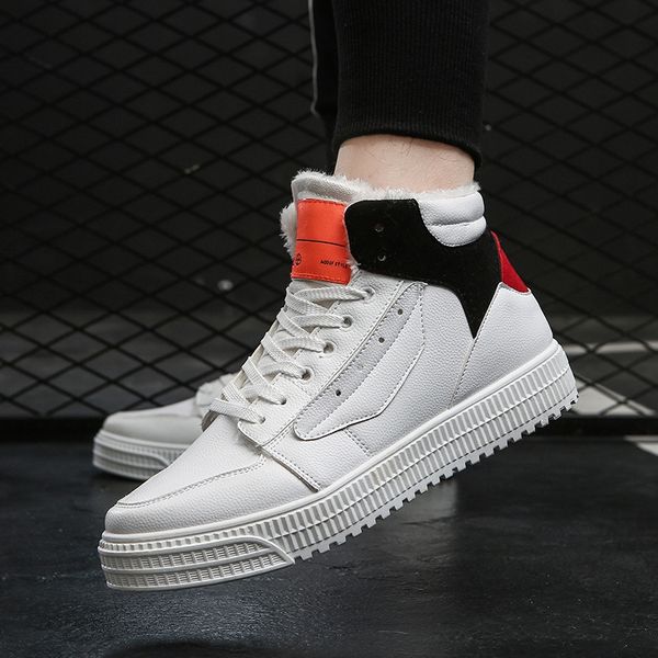 

mayforest winter fashion sneakers for men keep warm high men's casual shoes non-slip hard-wearing cotton shoes flats shoes black white