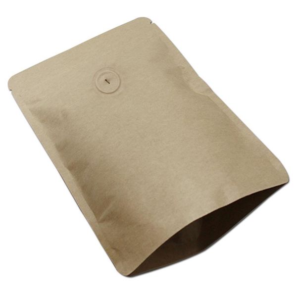 

20pcs lot brown stand up kraft paper pure aluminum foil zip lock package bag with vent valve mylar coffee beans packing pouch h bbyasp
