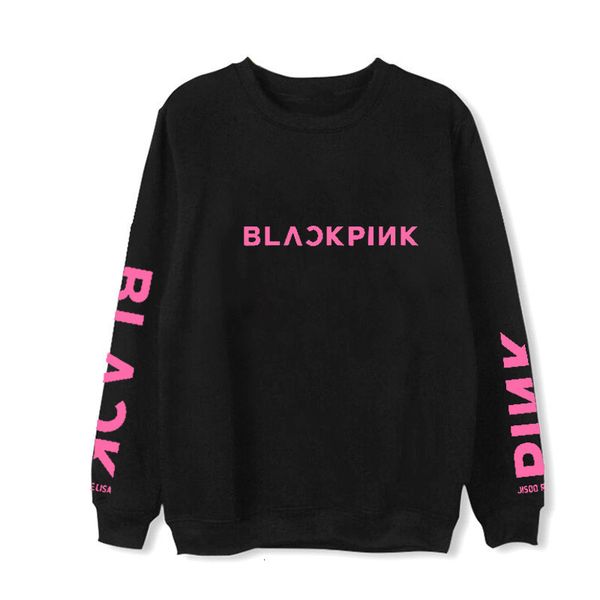 

new blackpink kpop sweatshirt hip hop casual letters printed hoodies clothes pullover printed long sleeve, Black