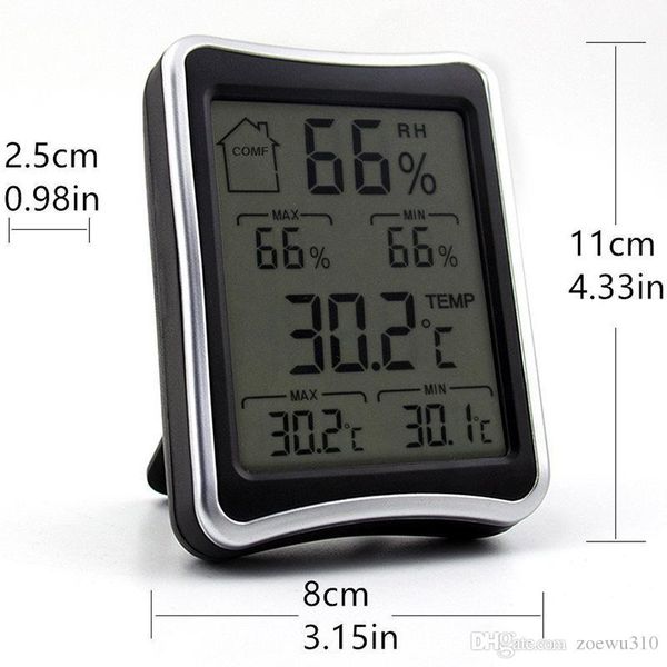 Digitales LCD-Umgebungsthermometer, Hygrometer, Luftfeuchtigkeits- und Temperaturmessgerät, großer Bildschirm, Innen-Haushaltsthermometer und Hygrometer WVT1144. Höchste Qualität