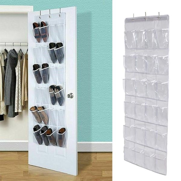 

storage bags 24 grid over door hanging organizer bag shoe rack home back mounted non-woven fabric shoes holder sneaker slipper hanger