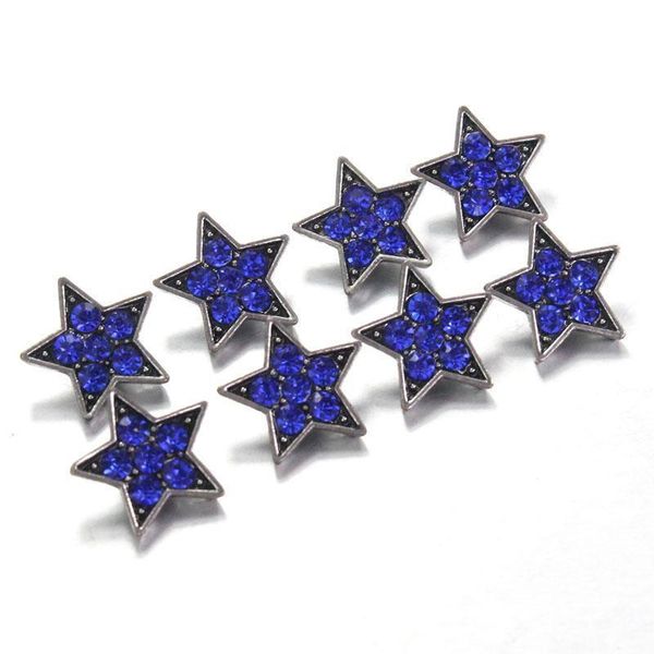 

6 colors 10pcs lot crystal five pointed star 12mm metal snaps button for women's bracelet metal snap earrings jewelry h bbykqz
