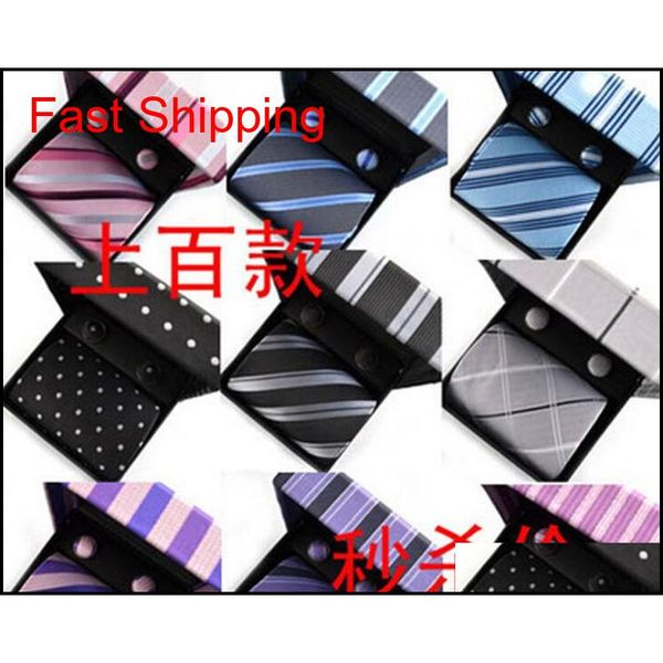 

fashion luxury men 8cm 100% silk neck tie bar clasp handkerchief cufflinks gift pack set qylnaf mj_fashion, Black;blue