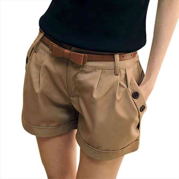 

women fashion england style shorts solid color mid waist casual shorts summer plus size loose, Black;white