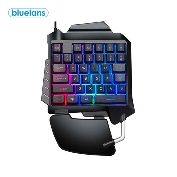 

d15 ergonomic single one-handed membrane keyboard backlit gaming rgb backlit portable mini gaming keypad game controller for pc