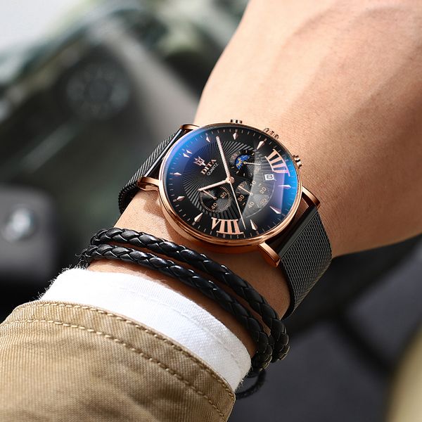 

relogio masculino luxury watches auto date chronograph quartz men gold casual sport military wrist watch