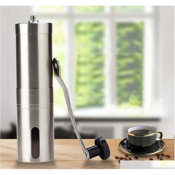 

silver coffee grinder mini stainless steel hand manual handmade coffee bean burr grinders mill kitchen tool crocus grinders iu7lr