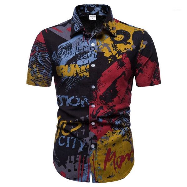 

men's dress shirts 2021cs2 shirt printing casual men's short sleeve lapel men's1, White;black