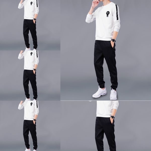 

sktdx 2020 новая весна и пуловеры отдыха спортивный костюм vlzkw осень работает мужской свитер костюм моды корейский мужской одежды пуловеры, Black