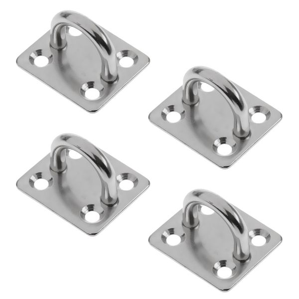 

4pcs heavy duty 304 stainless steel pad eye plates 5mm 6mm 8mm square base staple mooring fitting for marine boat sailboat 6mm