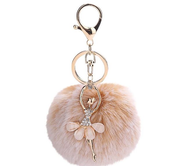 

gemixi 8cm cute dancing angel keychain pendant women key ring holder pompoms key chains gifts for women bag accessories 4.2 c19011 wmtwmce, Silver