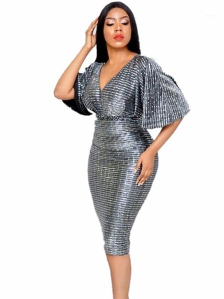 

sell summer women office dress lady rilling flare sleevees deep v-neck party elastic pencil dresses festa de vestidos1, Black;gray