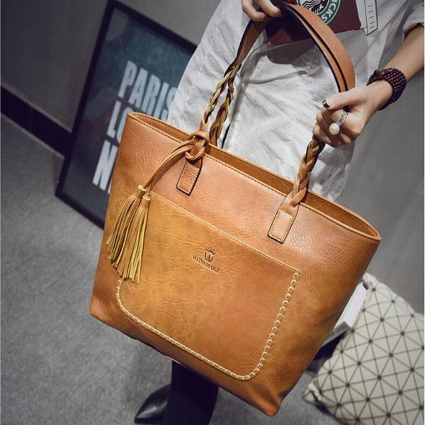 

leather mujer famous bolsas brand handbag large vintage tassel shoulder bags women shopping tote bag purse sac a main azkrv qynf