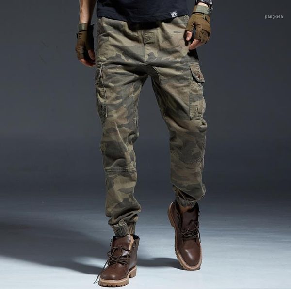 

camouflage overalls mens cargo pants casual men's baggy ankle banded pants plus size xxl men winter trousers bottoms1, Black