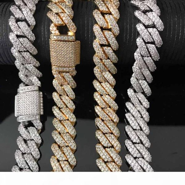 

12mm iced out bling bling prong cuban link chain, Silver