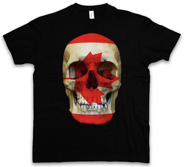 

classic canada skull flag t shirt biker mc banner shirt sizes s 4xl1, White;black