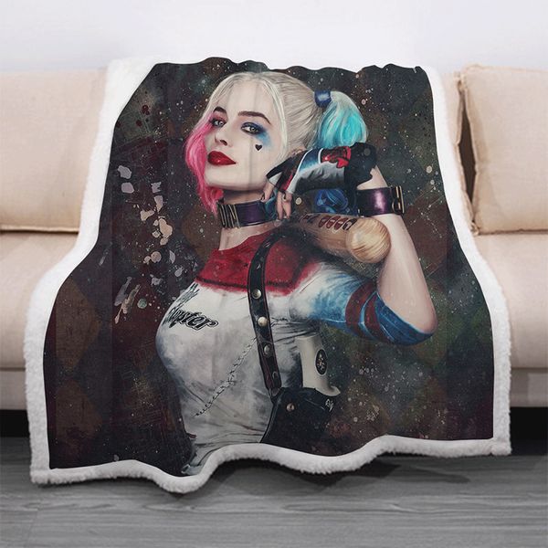 

harley quinn забавный персонаж одеяло 3d печать шерпа одеяло на кровати домашний текстиль сказочной style 07