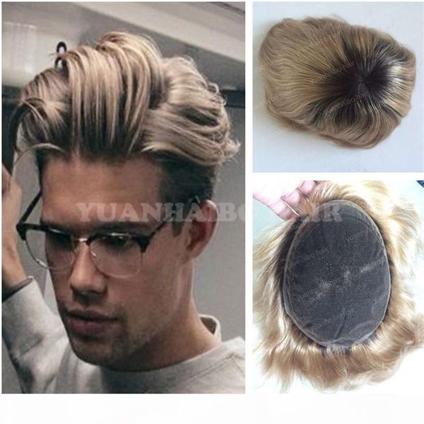

верхнее качество ombre 1b 27 two tone бразильская богородица человеческих волос straight ombre мужчины toupee бесплатная доставка, Black