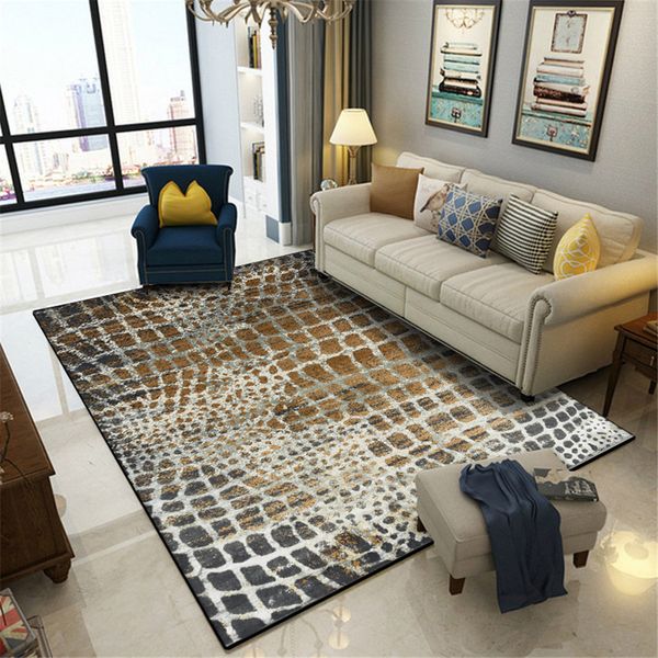 

fashion personality brown plaid carpet imitation animal print bedroom bed rug carpet hallway wash machine
