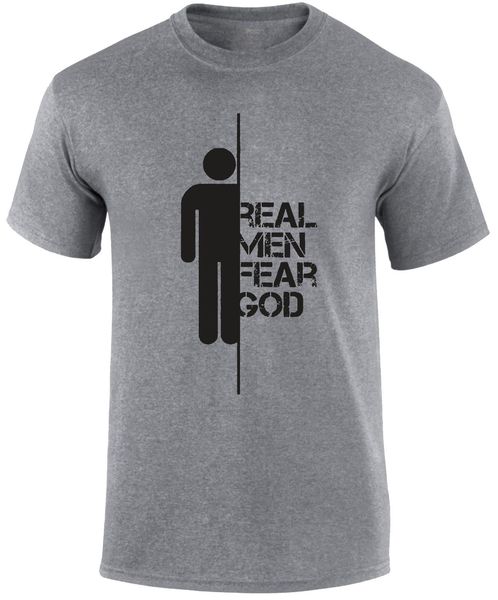 

sport fashion men t shirt real men fear god religious gospel slogan christian family church men t-shirt summer t-shirt