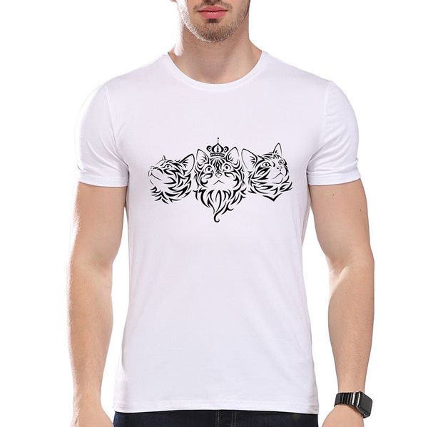 

спорт 2019 татуировки tribal pattern мужской лучший продажа vintage trio cat корона смешная шутка мужчины футболка tee summer tee shirt