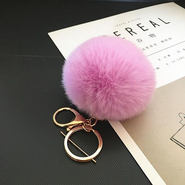 

fluffy multicolor pompom faux rabbit fur ball keychains crystal key rings trendy jewelry bag accessories gift jllphr ly_bags