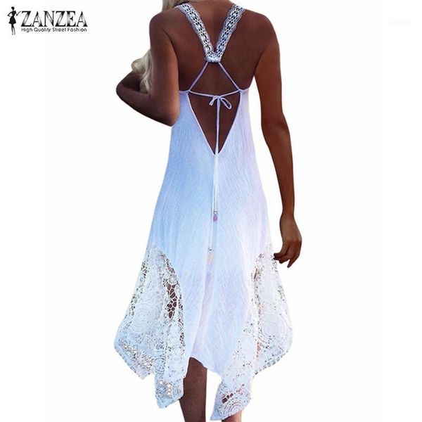 

party dresses wholesale- style womem dress summer v neck sleeveless lace crochet casual loose beach maxi long vestidos1, White;black