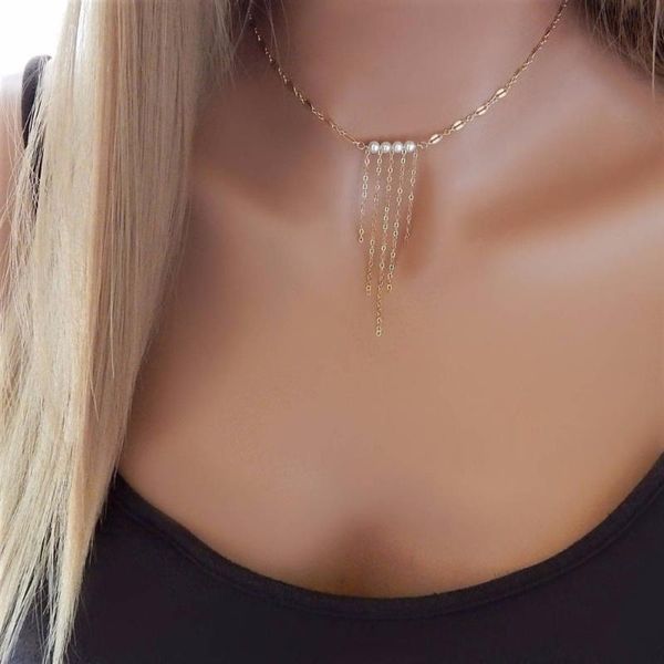 

европейских и американской внешней торговли популярной моды имитация жемчужина бисера ожерелье цепь шеи, Silver