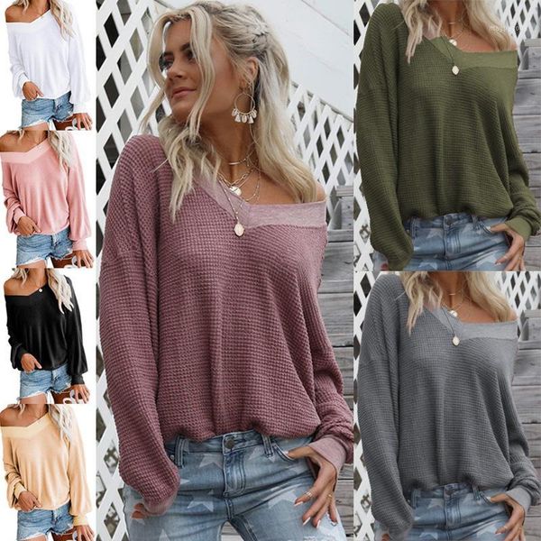 

2019 new plus size 7 colors autumn winter knitting casual long sleeve sweater loose vneck female sweaters basic women sweater1, White;black