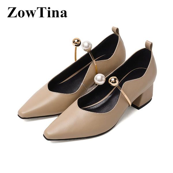 

apricot real leather women pumps shallow pearl circle espadrilles office lady work shoes black dress stilettos chaussure femmes