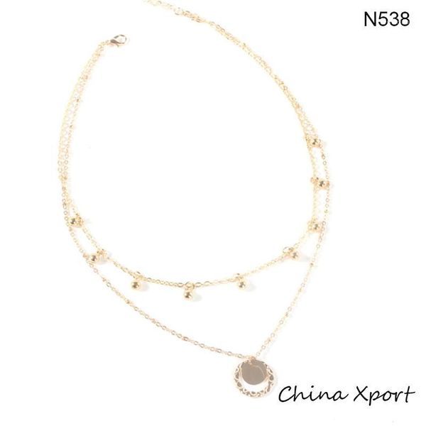 

2020 new bohemian style necklaces multi layers water drop circles necklaces alloy metal women fashion popular necklace1, Silver