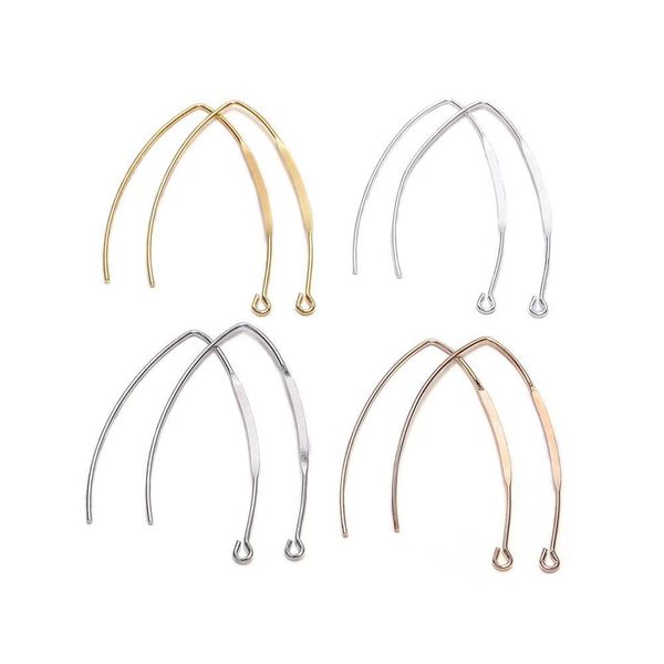 

20pcs gold rhodium copper french v shaped earring hooks findings ear hook wire settings base settings for jewelry making h qylepj, White